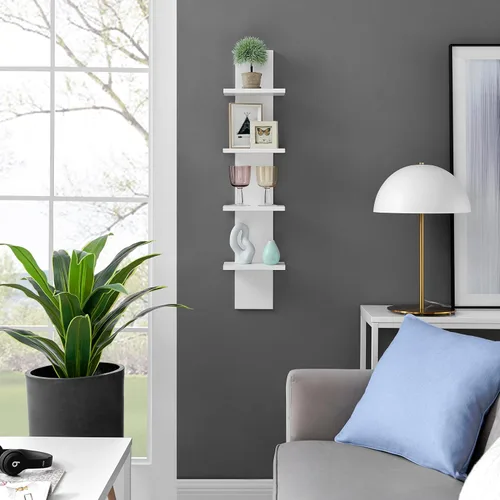Vista 3 de Danya B. Arica Utility Column - Estantes de pared de 4 niveles (blanco)