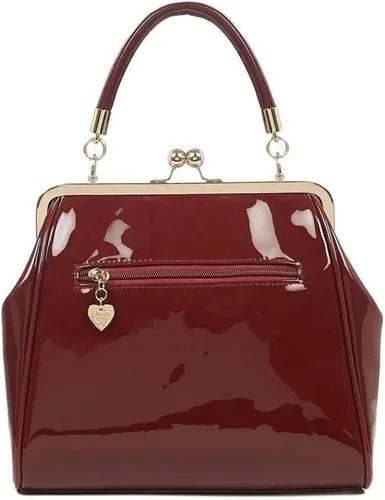 Vista 3 de Dancing Days Rockabilly Retro 50s - Bolso de mano con asa superior (borgoña)