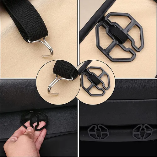 Vista 6 de Coverado Fundas de asiento de automóvil, fundas de asiento delantero, funda de asiento de coche beige, fundas impermeables para asiento