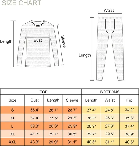Vista 7 de UNIQUEBELLA Men's Thermal Underwear Sets Top & Long Johns Fleece Sweat Quick Drying Thermo Base Layer