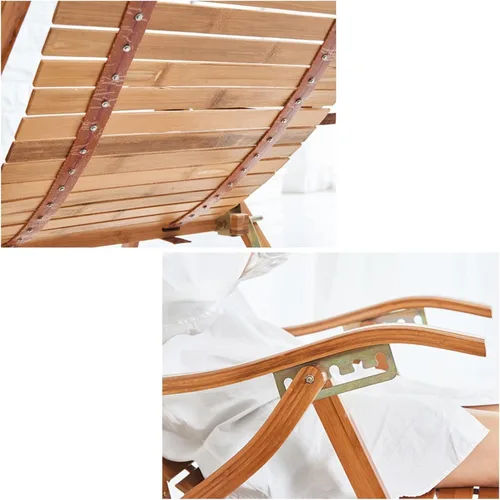 Vista 4 de Silla reclinable plegable, tumbona ajustable de 5 posiciones, silla reclinable de madera para jardín/patio/balcón, (morado)