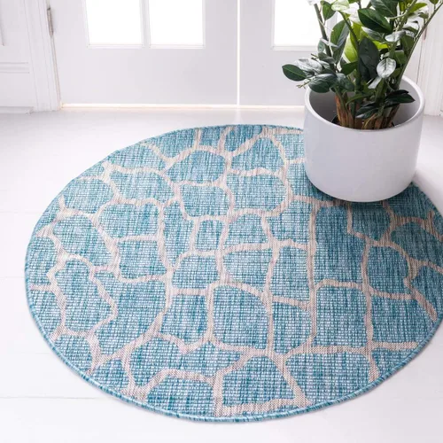 Vista 22 de Unique Loom Outdoor Safari Collection - Alfombra de área - Jirafa (2' x 6' 1" camino, azul/gris)