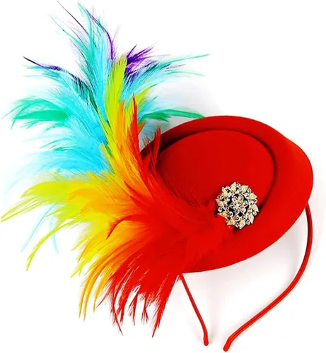 Vista 3 de Sombrero de plumas hecho a mano en una diadema y un clip de los años 20 para Derby Horse Race Brunch Party Cocktail Headwear