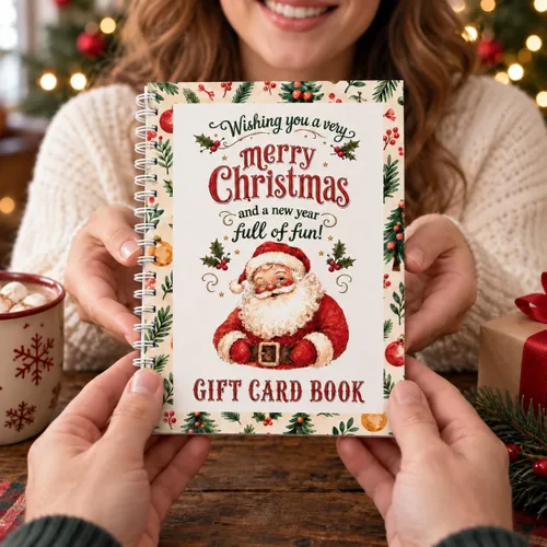 Vista 7 de Libro de tarjetas de regalo de Navidad para adultos, adolescentes Book2 Santa