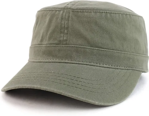 Vista 10 de Trendy Apparel Shop Gorra de béisbol ajustable con parte superior plana militar Caqui oscuro