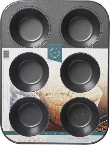Vista 10 de Chicago Metallic Molde profesional antiadherente para magdalenas de 6 tazas, haz hasta 6 magdalenas grandes, cupcakes, quiches, huevos y más, 14 x