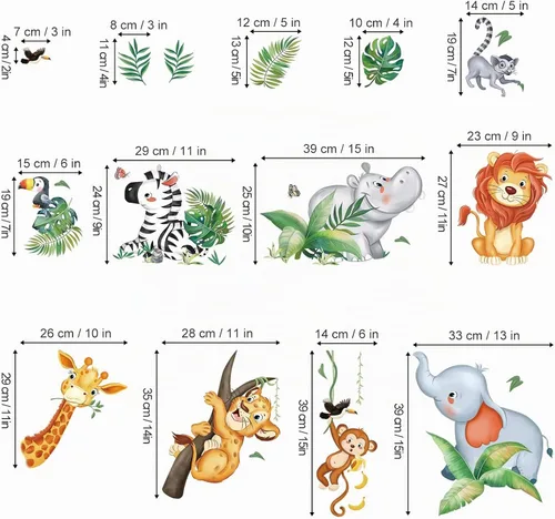 Vista 5 de wondever Calcomanías de pared de animales de la selva, pegatinas de pared