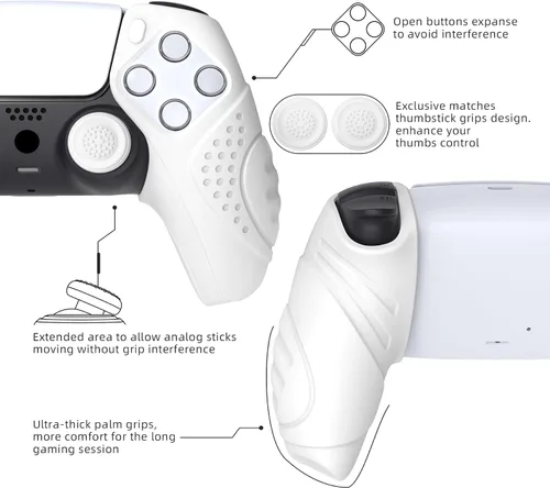 Vista 5 de PlayVital Guardian Edition - Funda ergonómica de silicona suave para PS5, compatible con estación de carga, protector de goma con tapas de palanca