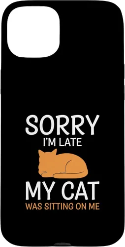 Vista 9 de Cat Funny Sorry I'm Late, My Cat was Sitting On Me Case for iPhone 16