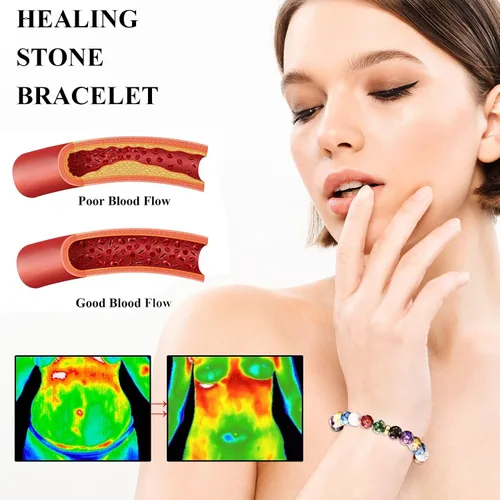 Vista 4 de Harry and Henry Pulsera Arus 7 chakras original para mujer, pulseras de piedras curativas, pulsera de cuentas de cristal, pulseras de chakras