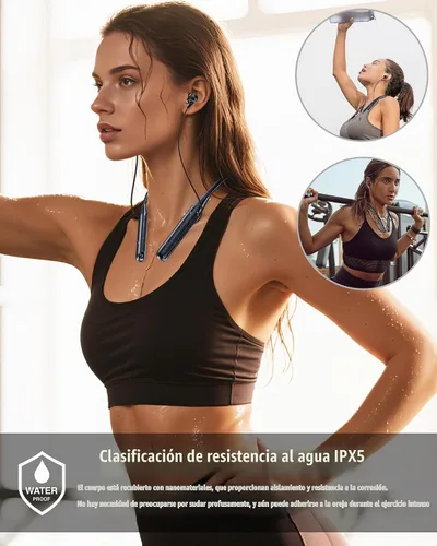 Vista 5 de ZXQ Auriculares Bluetooth con banda para el cuello, auriculares inalámbricos alrededor del cuello con micrófono, modos 6EQ, 35 horas de tiempo