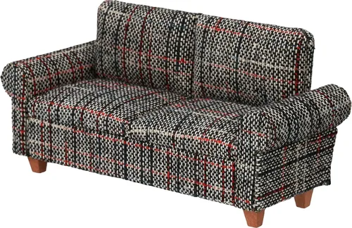 Vista 8 de Sofá de casa de muñecas marrón, muebles de sala de estar en miniatura, sofá biplaza, accesorios para muñecas de 6 pulgadas, escala 1/12, retro