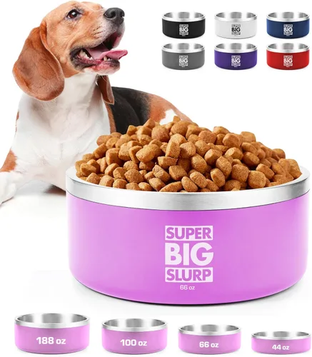 Vista 7 de Tuff Pupper Tazón Aislado de Servicio Pesado para Perros Plato de Comida para Perros de Acero Inoxidable de Doble Pared Tazón Antideslizante a
