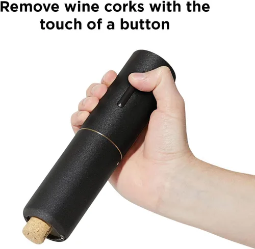 Vista 4 de RBT Sacacorchos eléctrico abridor de vino con cortador de papel de aluminio y base de carga de mármol, negro