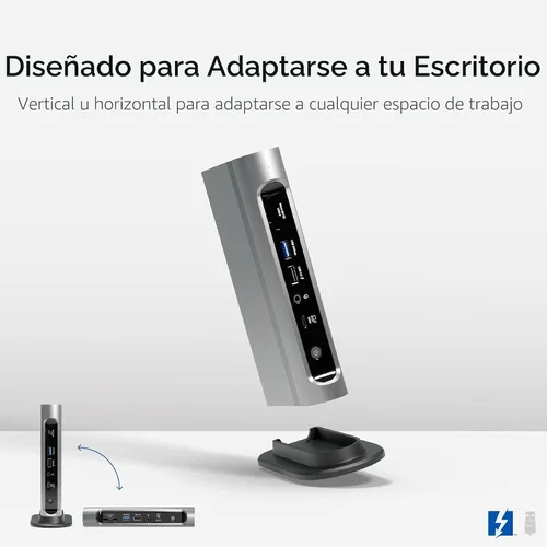 Vista 6 de Plugable Base Thunderbolt 4 16 en 1: monitores 4K duales para MacBook Air/Pro M4/M5, carga de 100 W, 2 HDMI, 2 puertos DisplayPort, Ethernet 2.5G, 7