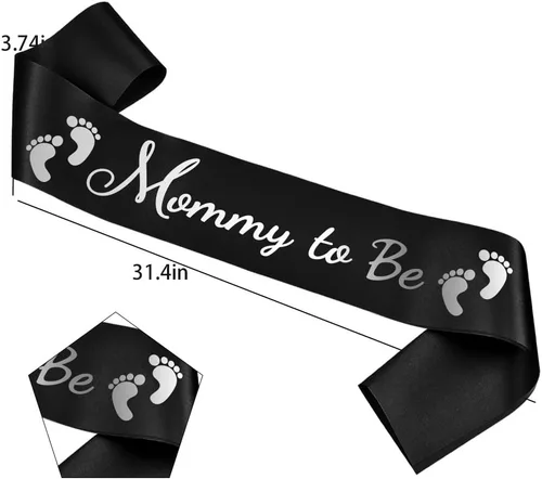 Vista 2 de 2 bandas negras para baby shower, para baby shower, regalos de fiesta de baby shower para nueva mamá, papá, suministros de revelación de género