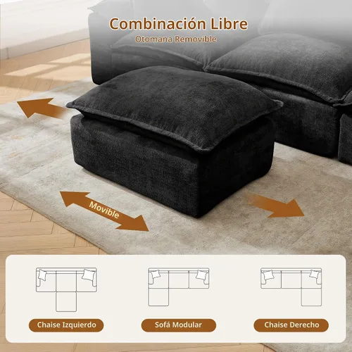 Vista 5 de Korser Sofás seccionales de 108 pulgadas para sala de estar, sofá modular sin hueso con asiento profundo y cojín esponjoso, acogedor sofá acolchado