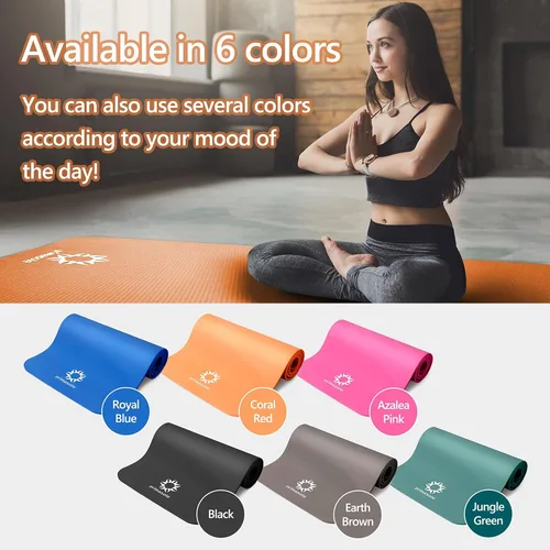 Vista 4 de Primasol Yoga Mat, 0.4 inch (10 mm), 0.6 inch (15 mm), Thick Wide, Exercise Mat, Fitness, Pilates, Muscle Training, Yoga