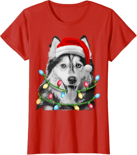 Vista 46 de Camiseta para niños con diseño de hachís siberiano con luces de árbol de Navidad Negro
