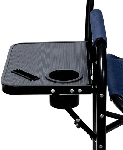 Vista 8 de Dura-Tech Silla plegable de directores con mesa, color azul marino, cómoda y duradera, capacidad de peso de 250 libras, mesa auxiliar plegable