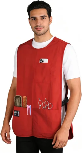 Vista 9 de Delantal impermeable unisex de trabajo con 4 bolsillos, delantal tipo faja, ultraligero, para chef y camarero, overol de trabajo