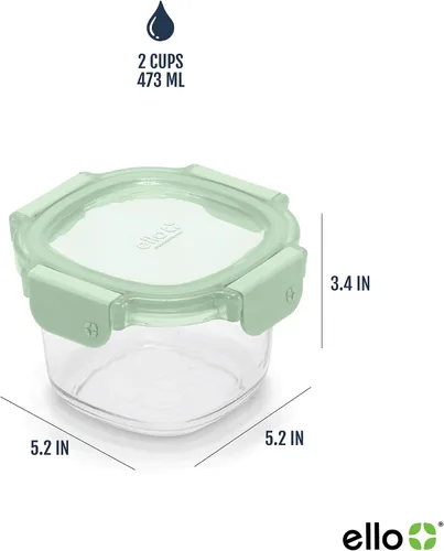 Vista 4 de Ello Color Lock Glass Meal Prep Sets Leak-Proof Glass Food Storage Containers with Airtight BPA-Free Plastic Lids, Dishwasher, Microwave, and