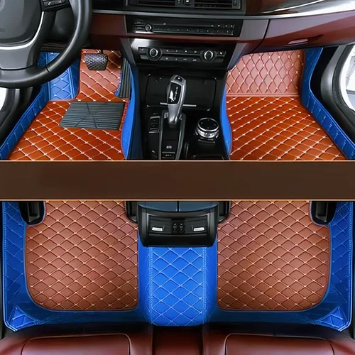 Vista 8 de Tapetes de cuero personalizados impermeables para automóvil, sedán, SUV, automóvil deportivo, negro, beige, para hombre y mujer (todo beige, 3D)