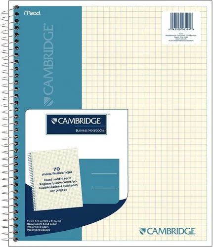 Vista 2 de Cuaderno cuadriculado con espiral 06194, 70 páginas, de la marca Cambridge Paquete de 2