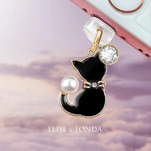 Vista 2 de ELISE & FONDA CP180 Puerto de carga USB anti polvo enchufe gato gatito mascota colgante colgante teléfono encanto para iPhone 11/XS MAX/XR/X/8