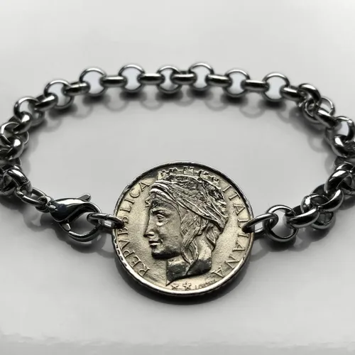 Vista 2 de 1993 Italia 100 Lire moneda rolo link pulsera italiana Turrita Roma Florencia Venecia Milán Napoli Verona Torino Génova Bolonia Siena Ancona Palermo