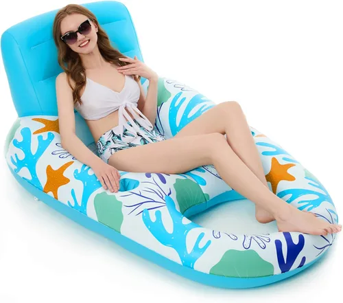 Vista 10 de Jasonwell Inflatable Pool Float Adult - Pool Floaties Lounger Floats Raft Floating Chair Water Floaties for Swimming Pool Lake Lounge Float with Cup
