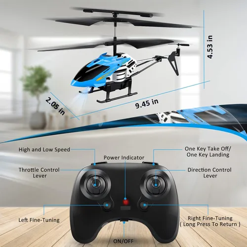 Vista 6 de Dolanus RC Helicópteros de juguete, juguetes voladores, regalo para niños, niñas, niños y adultos Remote Control Helicopter Toys: One Key