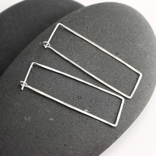 Vista 133 de Aretes de aro finos martillados, elegantes plata esterlina geométrica sólida, relleno de oro y relleno de oro rosa; para mujer por Lotus Stone