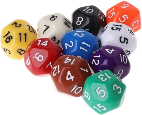 Vista 2 de Juego de 10 dados poliédricos D16 para Calabozos y Dragones de 16 caras