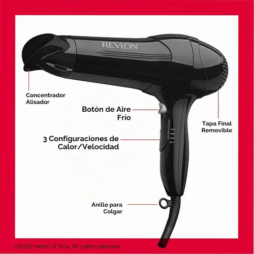 Vista 5 de Revlon Secador de pelo ligero 1875W Para un peinado suave y fácil (negro)