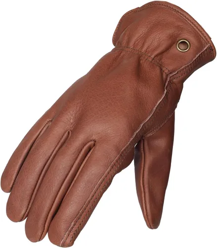 Vista 6 de Guantes de trabajo de cuero de vaca marrón retro para construcción, jardinería y trabajo en el jardín con palma reforzada para hombres y mujeres