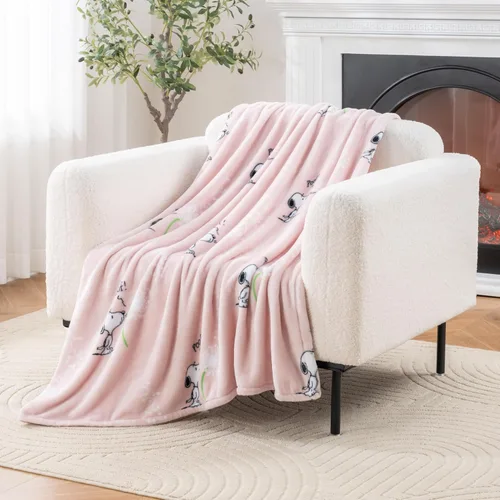 Vista 43 de Berkshire Peanuts® VelvetLoft® - Manta de felpa de Snoopy con bonito personaje, acogedora manta Fairisle Crimson Neutral, manta de 55 x 70 pulgadas