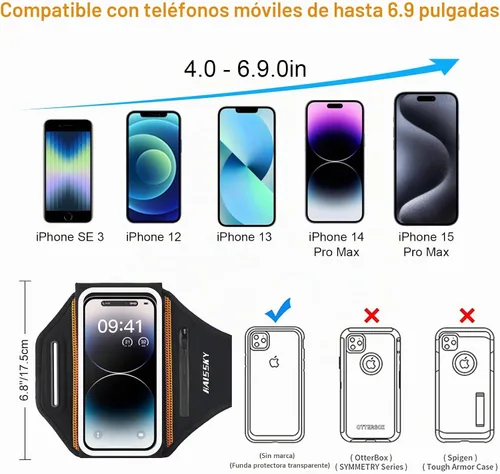 Vista 3 de Brazalete de teléfono para correr con soporte para auriculares Diseño 3D