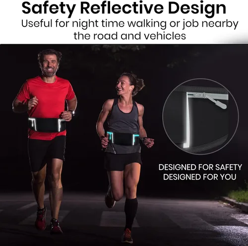 Vista 5 de Vive Riñonera para correr, para mujeres, hombres, niños, adultos, correr, entrenamientos, impermeable, reflectante, con soporte para teléfono