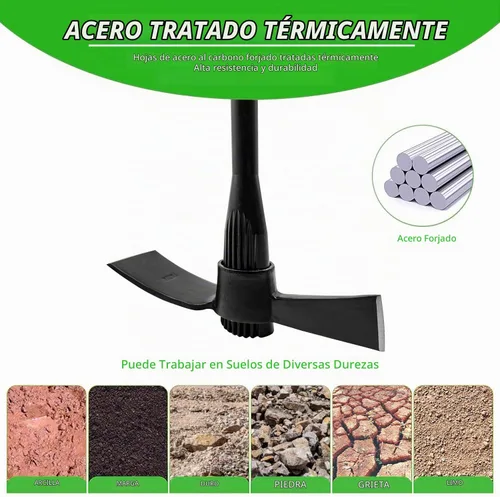 Vista 4 de Cortador de púas de jardín Mattock, hacha de púa resistente de 36 pulgadas con cuchillas de acero forjadas tratadas térmicamente para desmalezar