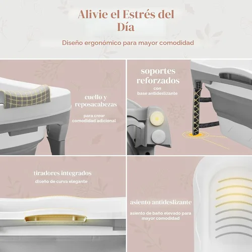 Vista 6 de Bañera portátil para adultos: bañera plegable extragrande de 56 pulgadas. Diseño ergonómico para el baño relajante definitivo, baño de hielo. Ideal