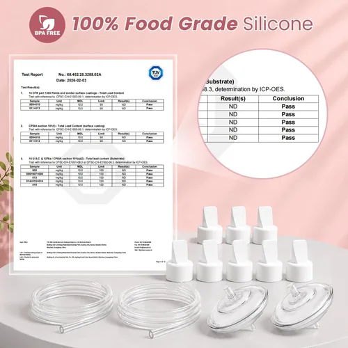Vista 2 de Piezas de extractor de leche compatibles con Spectra S1/S2/9 Plus/SG, válvula de pico de pato, protector de reflujo, membrana, tubo para espectros