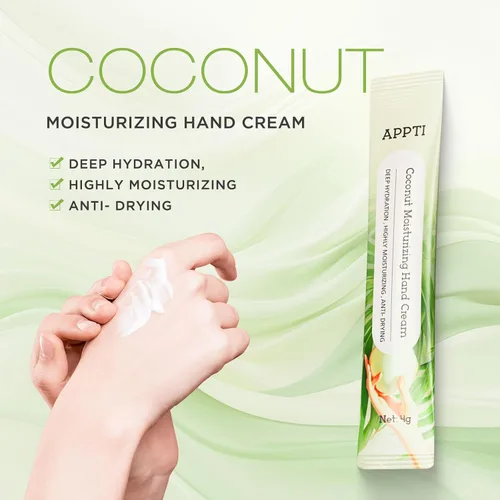 Vista 4 de Crema hidratante para manos, alivia y repara la loción de manos, crema de manos tamaño viaje, fragancia de coco, paquete de 20