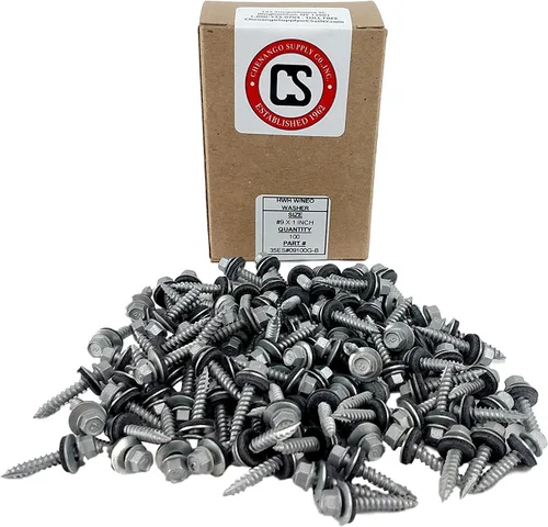 Vista 2 de Chenango Supply - N.9 x 1 pulgada cabeza de arandela hexagonal Tornillo de techo de metal autoinicial/autorroscante de metal a madera, techos