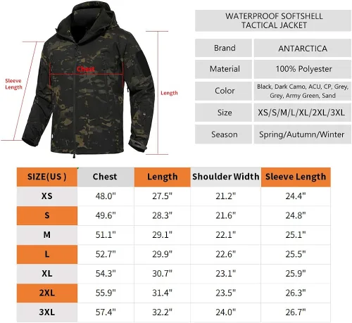 Vista 7 de Antartica - Chaqueta impermeable de estilo militar y camuflado para hombre