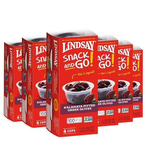 Vista 9 de LINDSAY Snack and Go - Aceitunas negras maduras medianas sin hueso, caja de 4 (16 tazas de aperitivo)