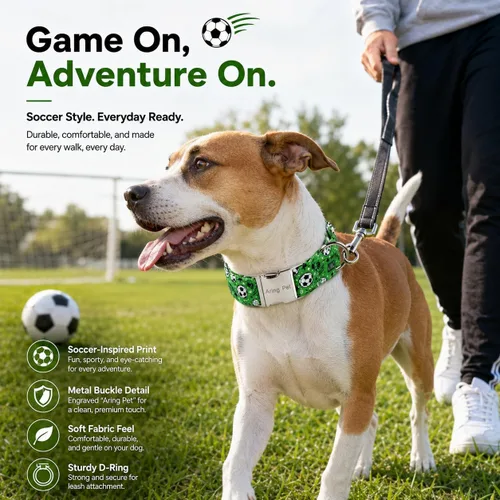 Vista 353 de Aring Pet Collar de algodón, ligero y ajustable, con hebilla de liberación rápida, para perros pequeños, medianos y grandes, para cachorros, S, Hoja