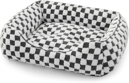 Vista 8 de JOEJOY Cama para perros medianos y pequeños, sofá cama ortopédica rectangular para perros, bonita cama moderna para cachorros con felpa jacquard