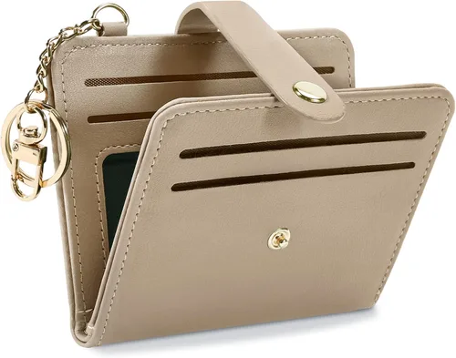 Vista 26 de Airkit Billeteras pequeñas para mujer, con bloqueo RFID, de cuero, con ventana de identificación, carteras para tarjetas para mujer, con monedero