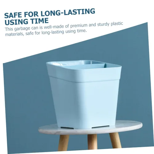 Vista 5 de Zerodeko Cubo de basura de cocina de doble compartimento, 2 compartimentos, cesta de basura de plástico para oficina en casa, color azul